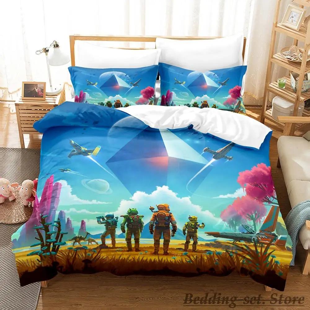 No Man's Sky Bedding Set Single Twin Full Queen King Size Bed Set Adult Kid Bedroom Duvetcover Sets Anime Parure De Lit Bed