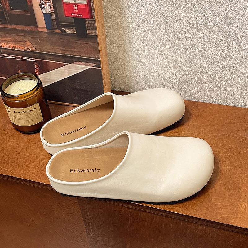 

Французская платформа Birkenstock универсальные туфли-полушапки женские туфли 2025 года новые весенне-летние ретро нишевые ленивые одинарные туфли 35 бежевый