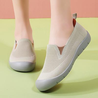 Spring and Summer Soft Sole Anti-slip Step Shoes for Women New Style Flying Woven Flat Sole Single Shoes Casual One-foot Breathable Lightweight