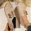 Comfortable Soft Sole Round Toe Flats Shoes Women Buckle Decorated Casual Breathable Easy Slip-On Design  Single Shoes