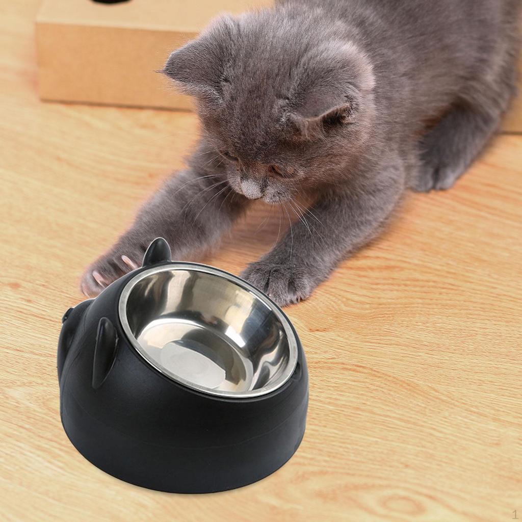 15° Tilted Dog Bowl Slanted Lightweight Cartoon Sturdy Pet Supplies Easy To Food Stainless