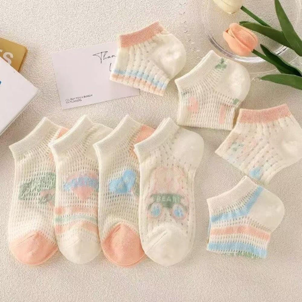 Breathable Women Ankle Socks Ruffle Lace Bow Embroidery Socks New Cotton Short Socks