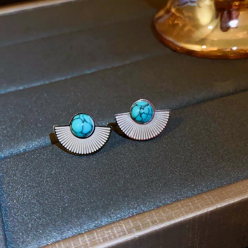 Boho Niebieskie Długie Kolczyki z Frędzlami Damskie Premium Świąteczne Wietrzne Haczyki na Uszy Retro Etniczne Wietrzne Kolczyki