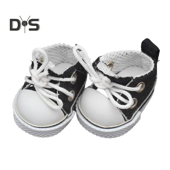 

1 пара кукольных туфель, мини-кроссовки на шнуровке из парусины для кукол ростом 17 см, мини-обувь для пальцев, игрушечный аксессуар, реалистичный дизайн, креативный подарок чёрный