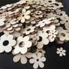 ABBY-100Pcs Wooden Flowers Ornaments With Hole Handmade Wooden Crafts Accessories Parts For Scrapbook DIY Home Decoration
