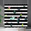 Shower Curtain Waterproof and Mildew-proof Digital Printing Horizontal Strip Plant Flower Printing Shower Curtain Partition Curtain Free Punching