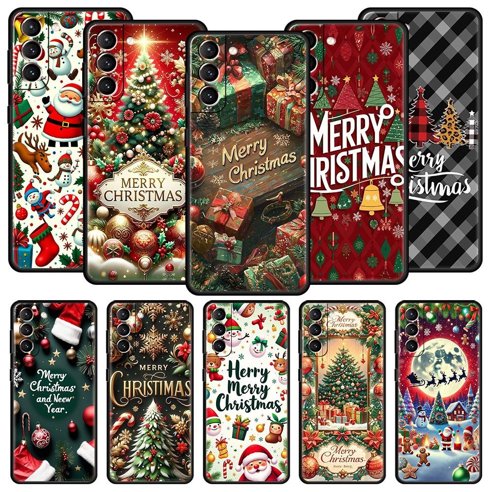 Merry Christmas Phone Case Cover for Samsung Galaxy S26 S25 S24 S23 S22 S20 S21 FE Ultra S25 Edge Plus 5G Soft TPU Shell Fundas