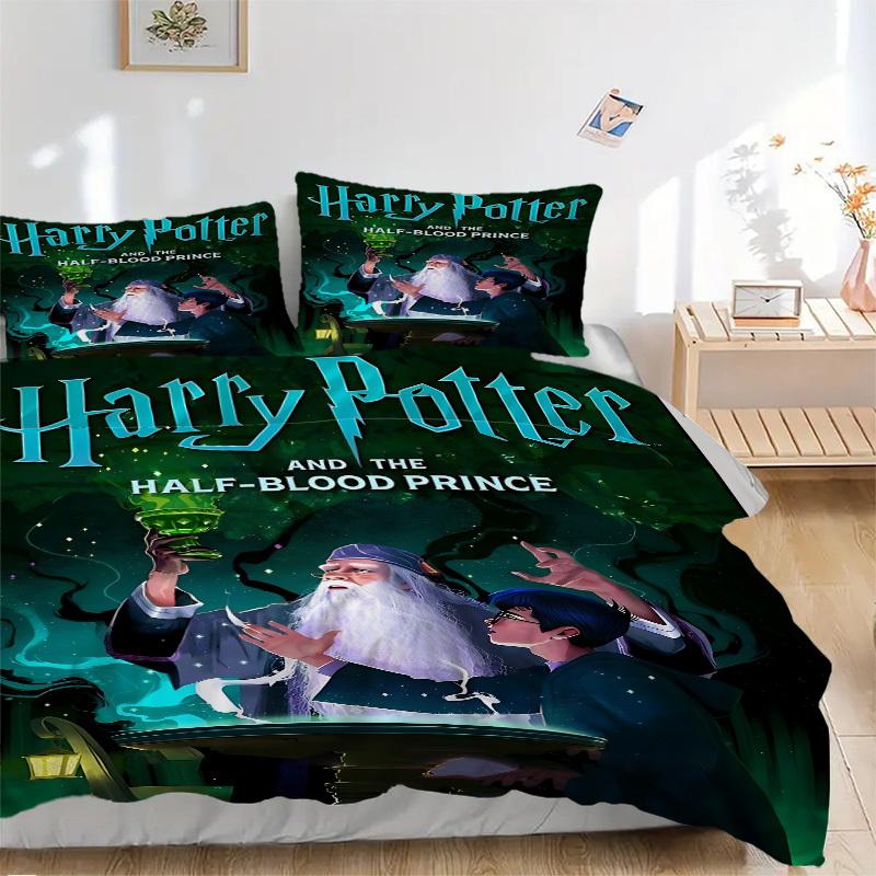 3pcs Harry Potter Fantasy Adventure Bedding Set, Soft Polyester Duvet Cover and Pillowcases Seasons all suitable, Design for Bedroom L1003135