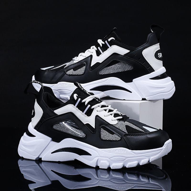 Soft-soled Dad Shoes Men's  New Korean Version Low-top Lace-up Student Running Shoes Mesh Breathable Sneakers Men