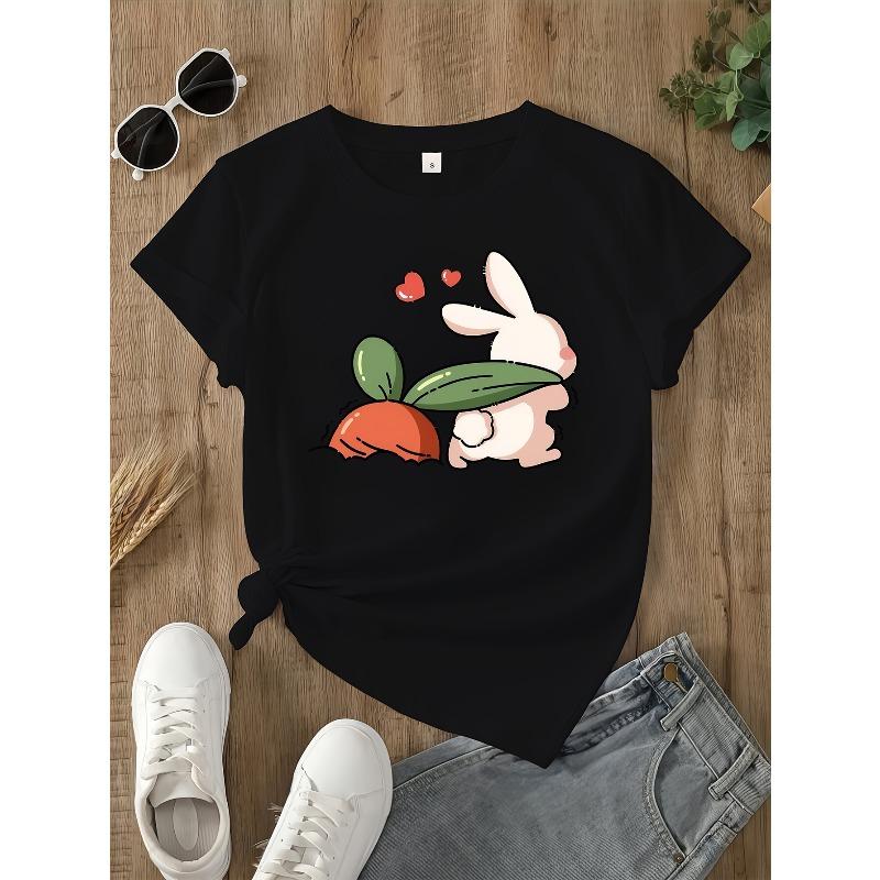 

European Size Women s Short Sleeve Crew Neck T-Shirt - Opaque Print Top, Casual Blouse for Spring Summer Fall, Machine Washable Casual Attire 4XL