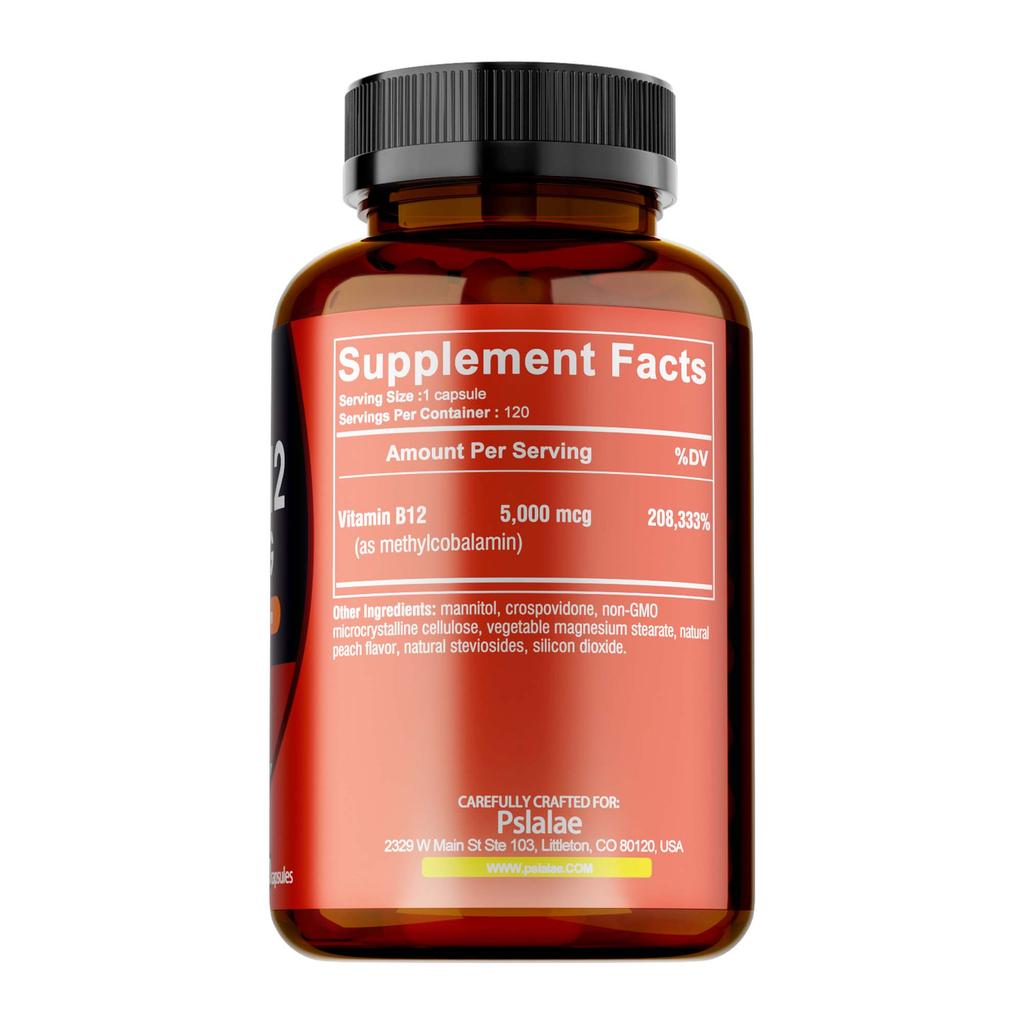 Pslalae Vitamin B12 Dietary Supplement, Contains Methylcobalamin, Daily Nutritional Supplement