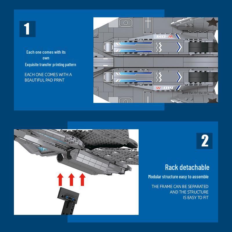 South Heaven Gate Xuannv JJ9107 & White Emperor JJ9108 Aerospace Fighter Model Assembly - Jiestar Building Blocks