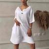 2025 Stylish Women's Solid Color Two-Piece Set: Loose Top & High Waist Shorts