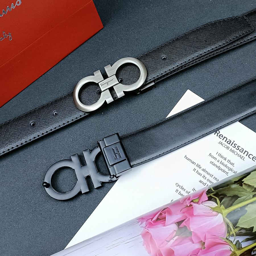 Salvatore Ferragamo 3.3cm Pánský pásek Luxusní značka Designový pásek Oblek Džíny Formální Značka Vzor párátka