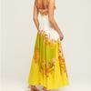 Women's Summer Casual Boho Long Sundress Strap Square Neck Sleeveless Maxi Dresses Flower Printed A Line Beach Dress for Women