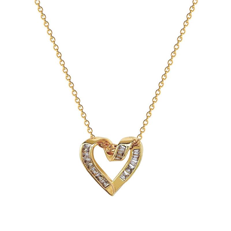 Love Zircon Personality Fashion Light Luxury Temperament Gorgeous Full Diamond Necklace Female Versatile Collarbone Chain Titanium Steel