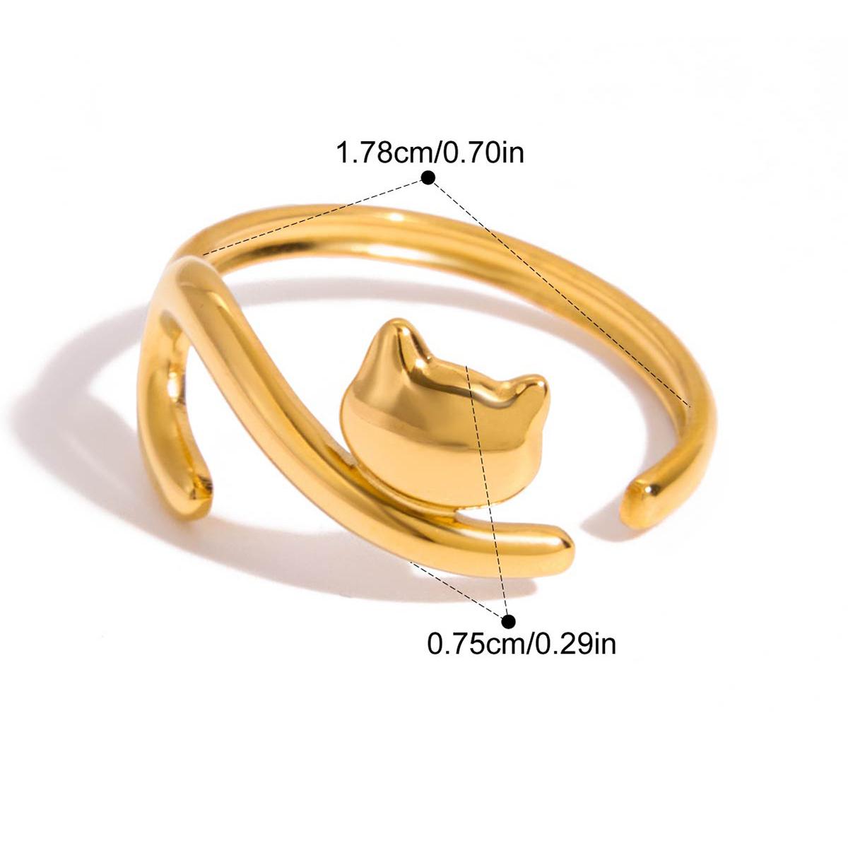 Yori Искрящийся Цирконий Кошка Регулируемое Открытие Кольцо Модный Шик Повседневный Покрытие PVD Модные Украшения Для Женщин 2026