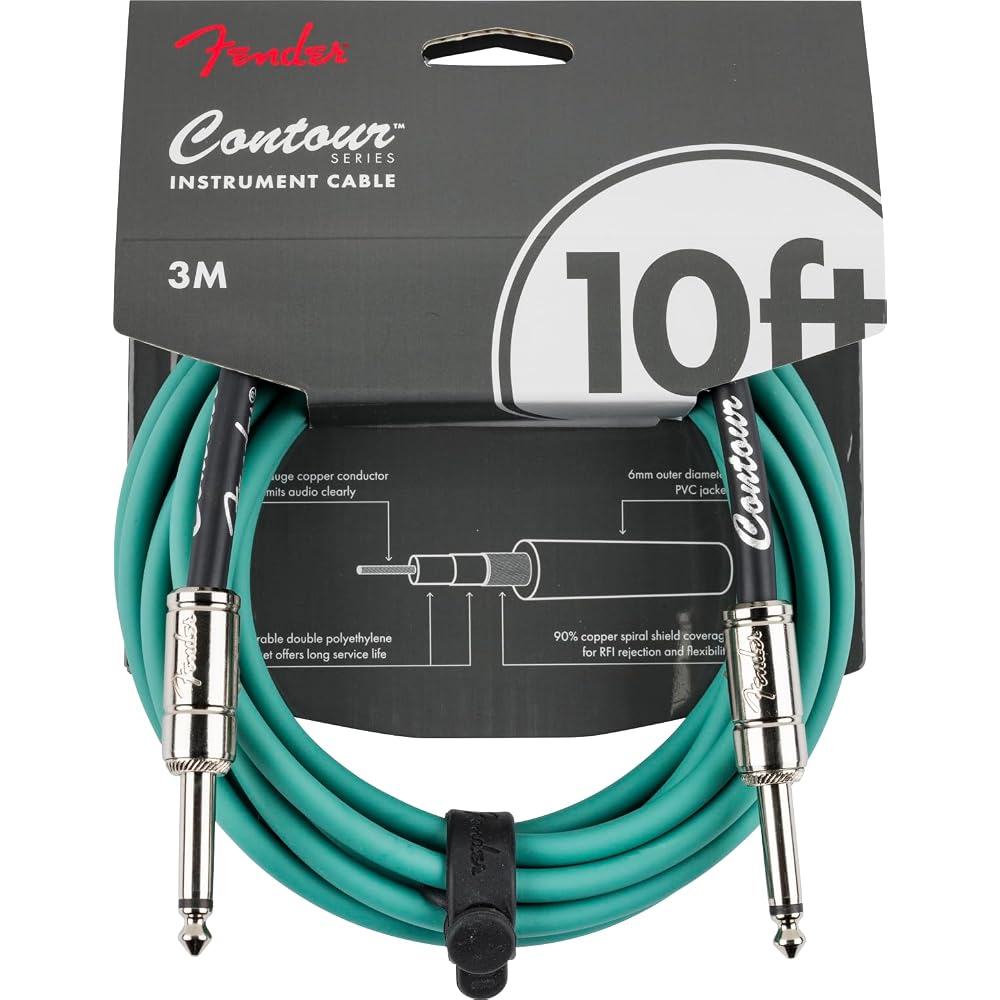 Fender Fender Guitar and Bass Cable Contour™ Instrument Cable, Sherwood Green, 10  9.1m