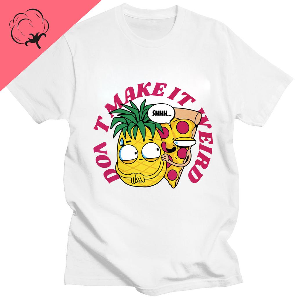 Novelty Short Sleeve Crew Neck T-shirt Boys Girls Pineapple Pizza T-shirt Hawaiian Pizza Is A Delicious Cotton T-shirt