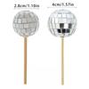 24 Pieces Reflective Sphere Cake Toppers for Party Decoration Decorative Cupcake Inserts Accessories Cake Ornament