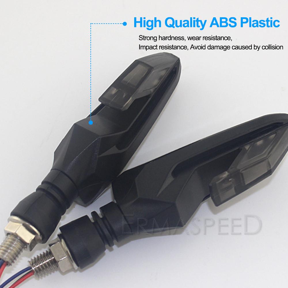 Pair Motorcycle LED Turn Signals ABS Plastic Amber Flashing Off Road Warning Lamp DRL Indicator Blinker for Motorbike