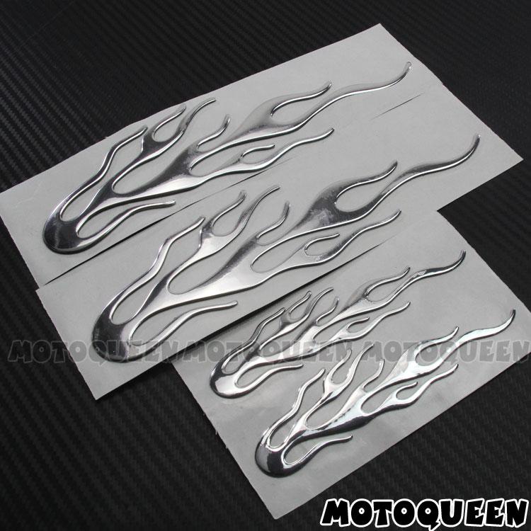 

3D Flame Fire Stickers Motorcycle PVC Decals Tank Pad Helmet Shell Wind Side Cover Box Decor for Vintage Locomotives Motorbike серебряный