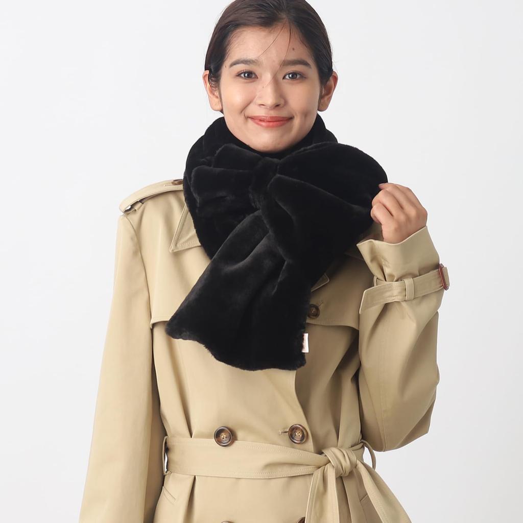 Paul Joe Moonbat ACCESSOIRES Joe Faux Fur Big Ribbon Scarf with Gift Black & (Paul & Accessories) Web-Exclusive Bag, 50079,