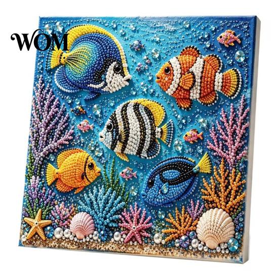 Ontspannend Weekend Creatief Project Oceaan Nep Parels Schilderset, Zeeleven 3D Kunst DIY Handgemaakte Muurbenodigdheden Zeeschildpad Vis Afbeelding Knutsel