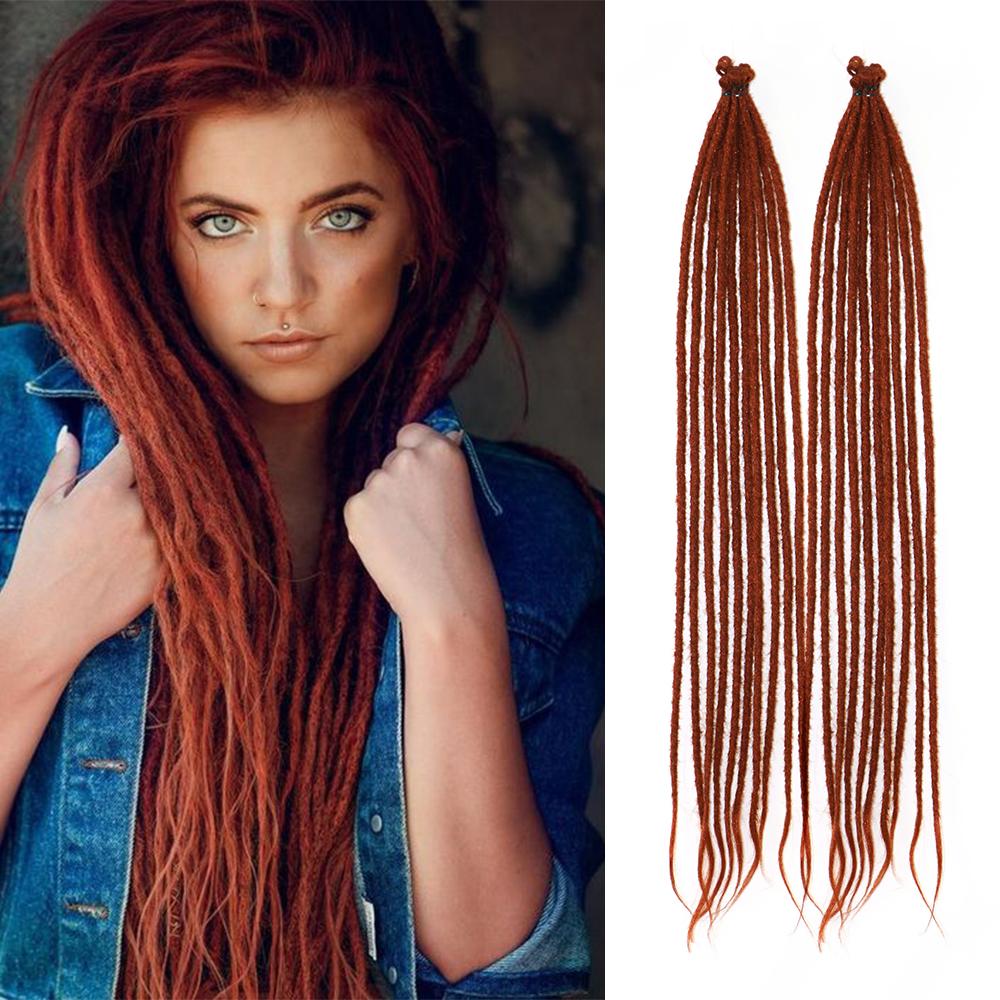 24 Inch DreadLock Extensions Handmade Thin And Soft Reggae Hip-Hop Style Synthetic DreadLock Extensions Crochet Hair for Women