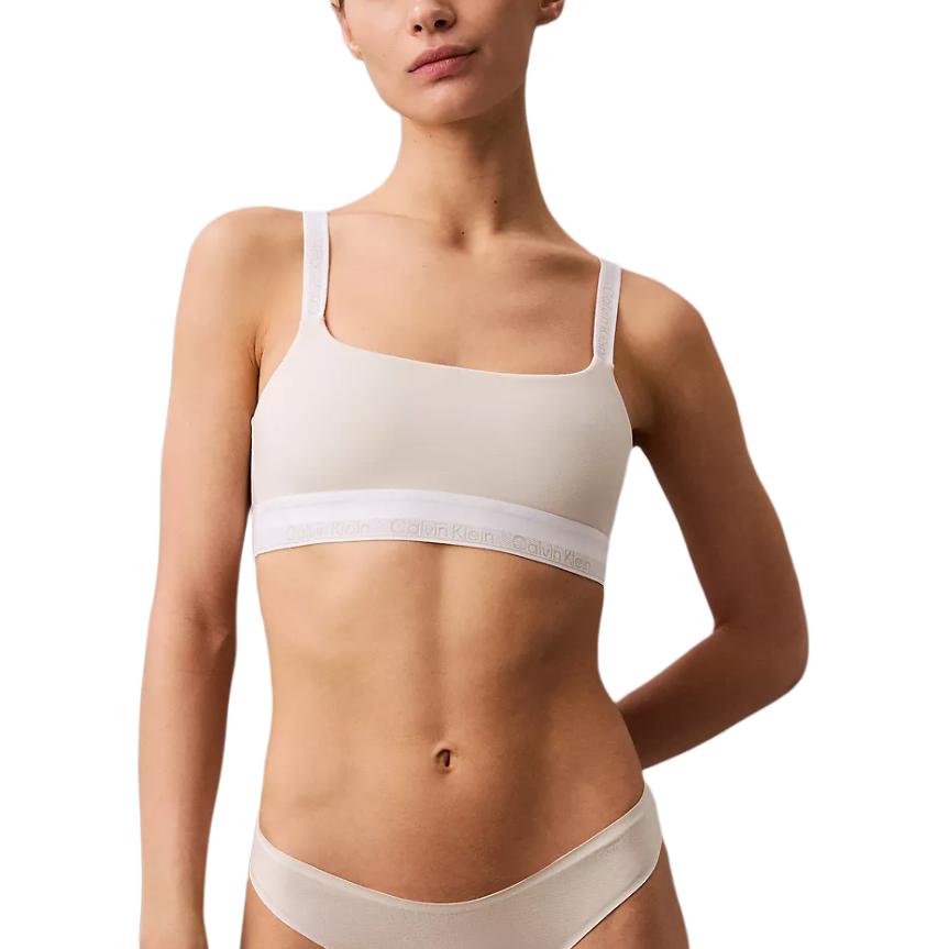 Calvin Klein Breathable Comfortable Letter Strap Padded Bralette Women Underwear Ivory QF7970-100