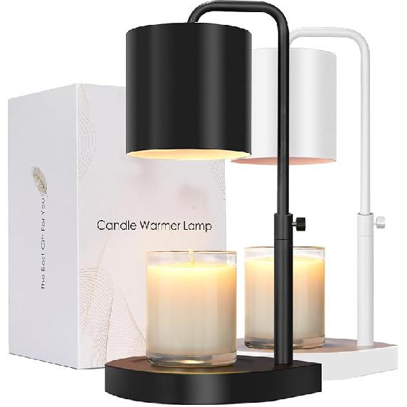 Candle Warmer Lamp Adjustable Height Dimmable with Timer Large Jar Candles Compatible - No Flame Scented Wax Warmer with 2 Bulbs - Mothers Day Gift -