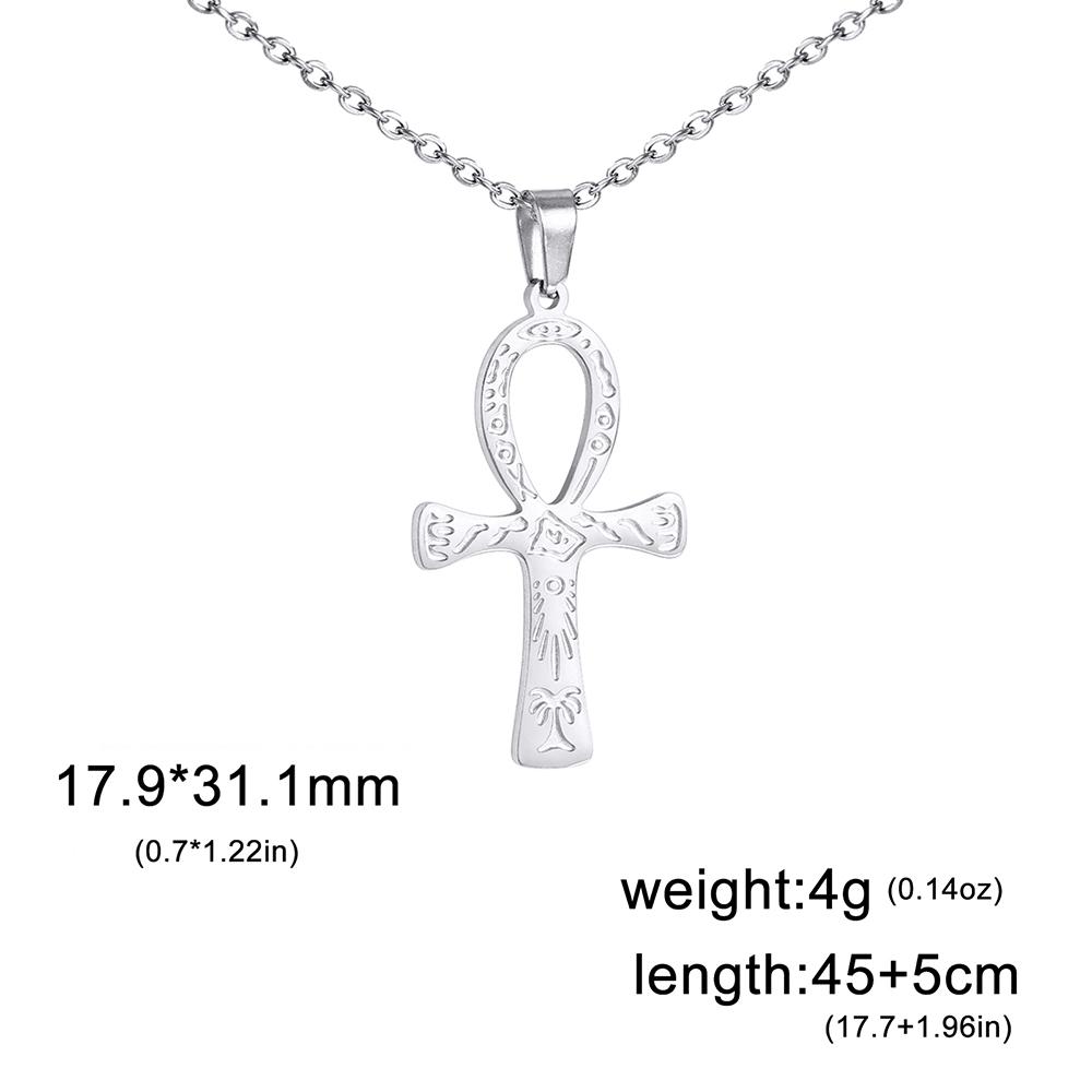 Dawapara Eye of Horus with Ankh Cross Necklace Key of Life Protection Ancient Egypt Jewelry Stainless Steel Necklace
