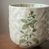 Comfortable Grip Leaf Print Water Cup Retro Breakfast Container Creative Coffee Mug  Cafe