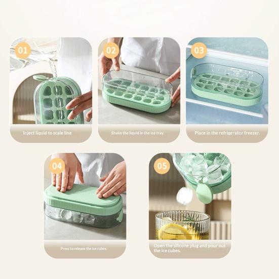 Ice Cube Mold Effortless Push-Type Release Ice Tray Storage Box BPA-Free Stackable Flexible Ice Cube Maker for Home Use