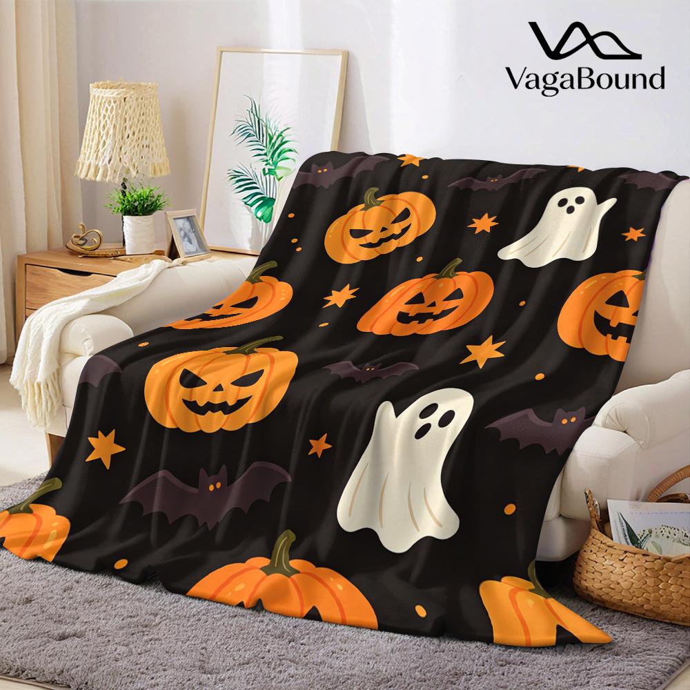 Halloween Ghosts Pumpkins Flannel Blanket Warm Soft Halloween Christmas All-Season Couch Decorative Cozy Warm Gift
