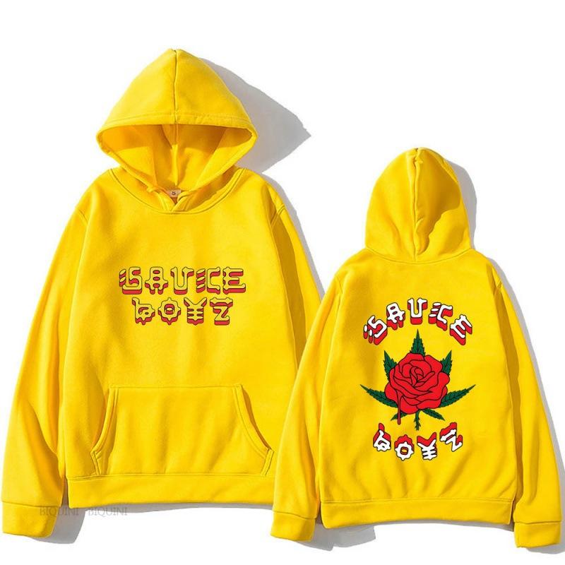 Amazon Cross-border American Rapper Rose Print Trend Hoodie Loose Sweater