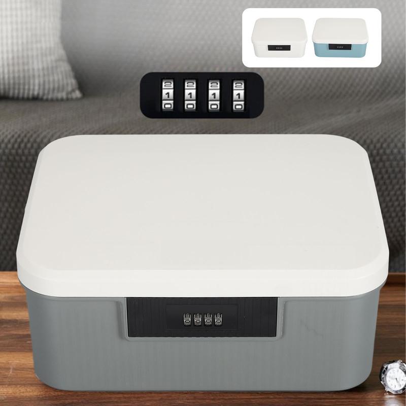 Lockable Storage Trunk 9L Capacity Lockable Storage Trunk for Files Document Organizer Double Layer Password Storage Locking Box
