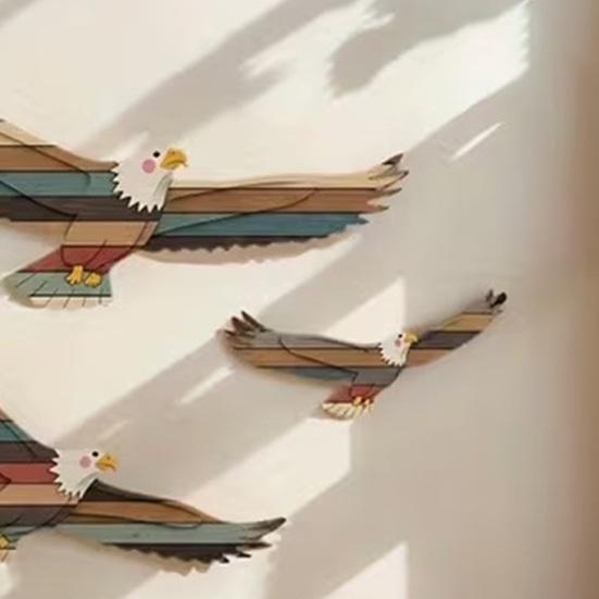 3Pcs Wooden Eagle Wall Decoration Eagle Pattern Wall Hanging Art Vintage Decor for Beach House Bedroom Living Room Nautical Wall Ornaments