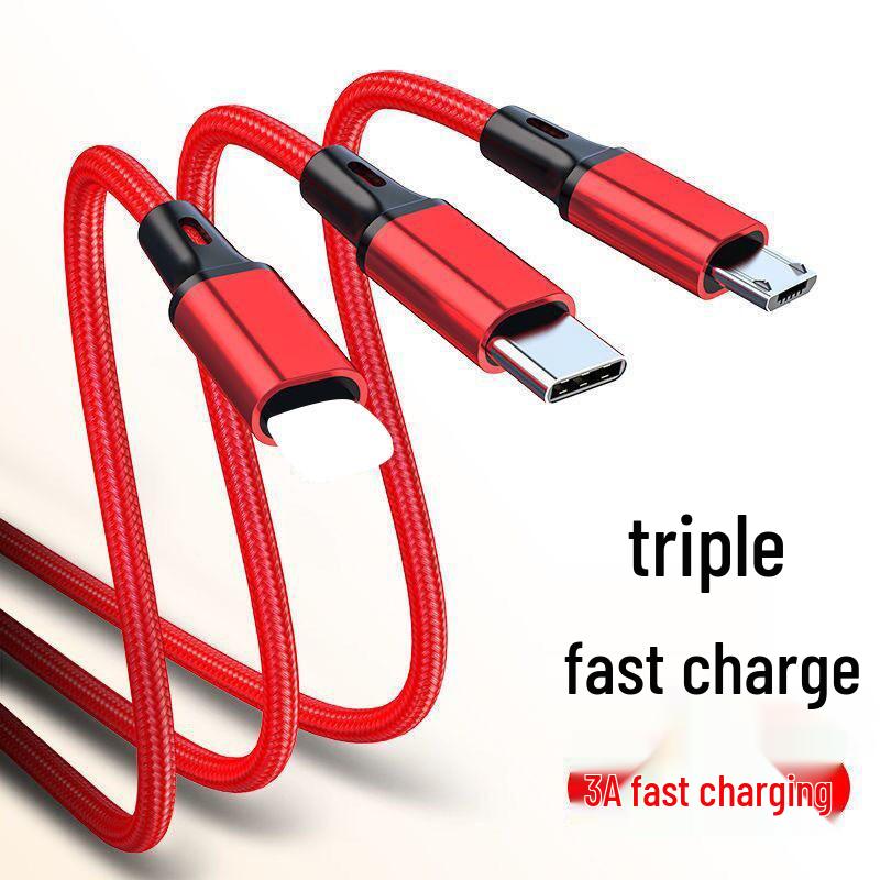 

Многофункциональный нейлоновый плетеный кабель USB для быстрой зарядки 1,2 м - Адаптер «один к трем» 1.2 meters синий