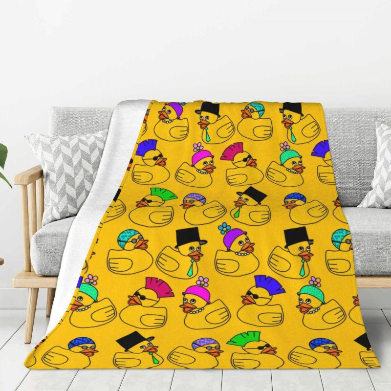 Custom Ultra-Soft Fleece Yellow Colorful Rubber Duck Pattern Throw Blanket Warm Flannel Blankets for Bed Home Couch Quilt