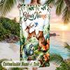 Forest Nature Theme Beach Towel Personalized Custom Name & Text Soft Quick Dry Beach Towel for Swimming Travel