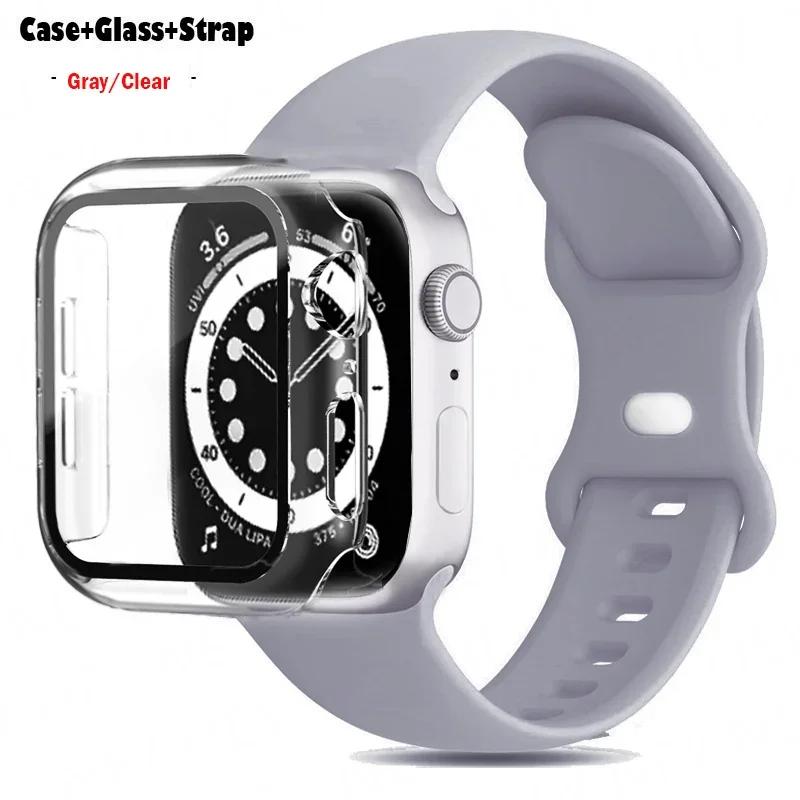 Glas+Gehäuse+Armband Für Uhrenarmband 44mm 41mm 45mm 40mm 38mm 42mm Silikonarmband iWatch Serie 9 8 3 4 5 6 SE 7 Armbänder