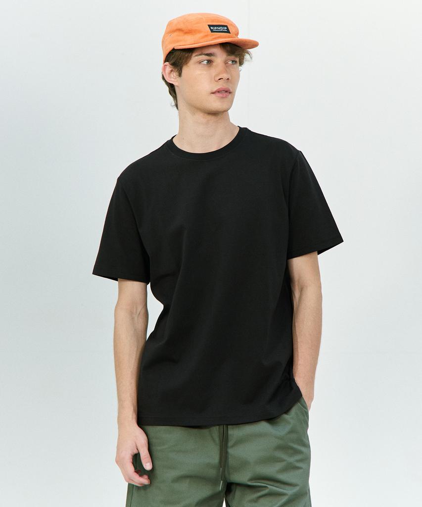 BASIC HOUSE 20-Count Cotton Regular Fit Short Sleeve T-Shirt Black Lats0115 (B Type)
