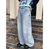 Autumn Men's Letter Printed Straight-Leg Baggy Jeans Hip Hop Fashion Washed Denim Pantalones American Retro Y2K Streetwear Jean