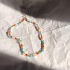 Colorful Rice Beads Handmade Beaded Necklace, Simple Daisy Small Flower Necklace Neck Chain For Women