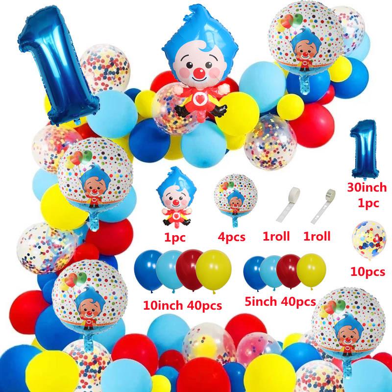98 Stück/Set Cartoon Clown Bogen Girlande Set Folien Zahlenballons Latex Luft Ballons Babyparty Geburtstagsparty Dekorationen Zubehör