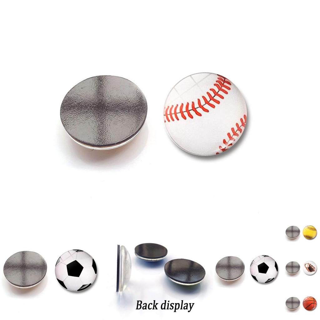 Stylish Basketball Soccer Volleyball Crystal Glass Fridge Magnets 25mm Decorative