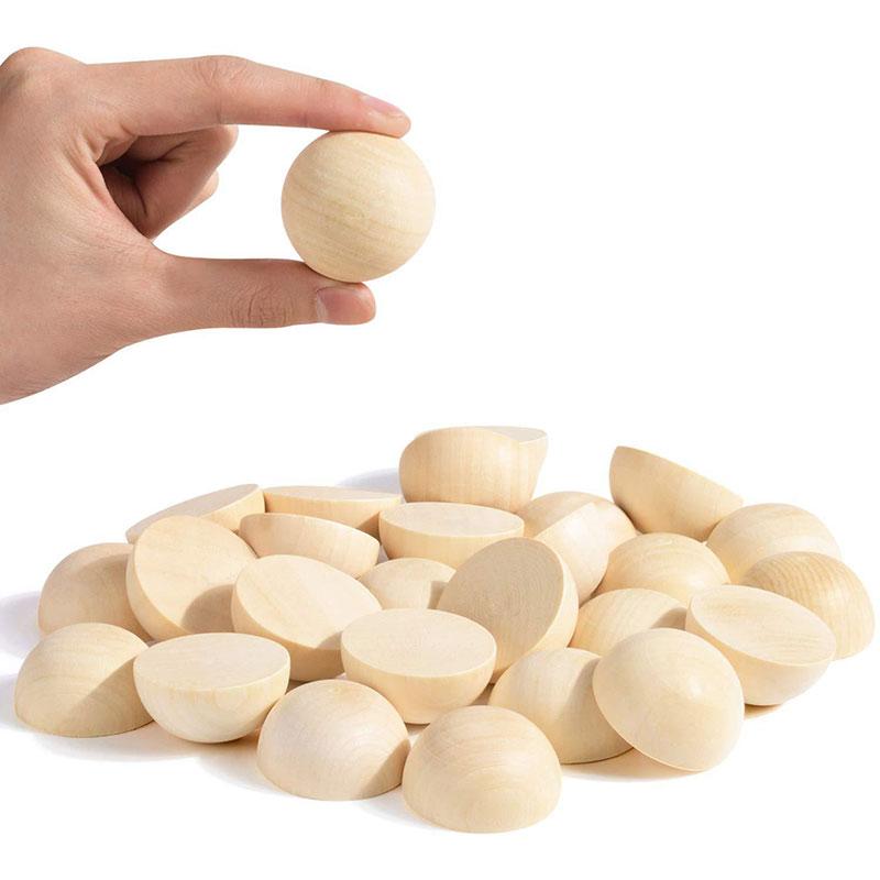 10-200 Stück Natürliche Halbe Holzperlen 10-30mm Halb Unfertige Holzkugeln Für DIY Kinder Kunst und Handwerk Zubehör Dekoration