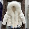 European winter new luxury fur big fur collar hooded down jacket women's medium and long thickened fashion coat