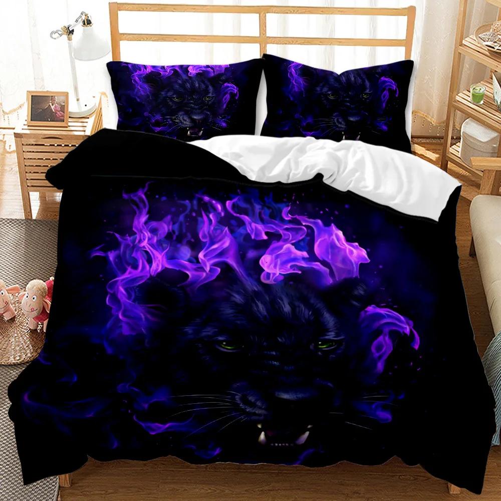 Ferocious Cat Duvet Cover Set African Blue Ferocious Cat Wildlife Twin Bedding Set Double Queen King Size Polyester Qulit Cover